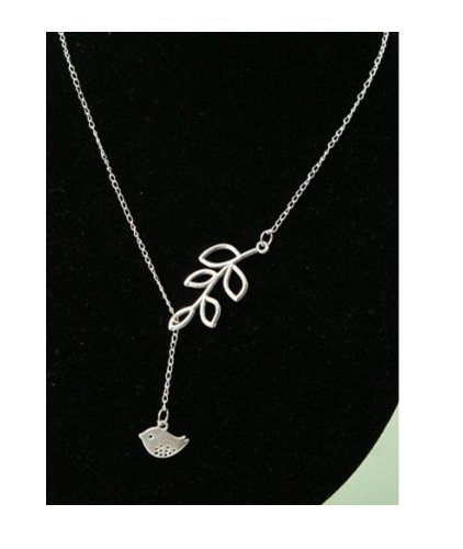 Infinite Necklace Olive Branch Dove Necklace Pendant Chain 2 Colors (Silver Color)