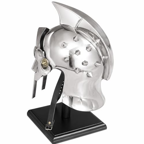 Image of THOR INSTRUMENTS Gladiator Maximus Helmet - Full Size Metal Arena Helmet for LARP, Cosplay, Renaissance Fairs, Halloween, historical reenactment