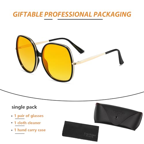 Image of Freckles Mark 70s Super Oversize Square Sunglasses for Women Vintage Rectangular Plastic Frame