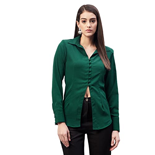 Image of Carlton London Women's Polyester Solid Regular Fit Shirt
