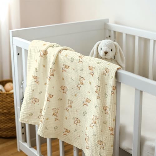 Image of SANDJEST Deer Minky Muslin & Dotted Blanket 30x40 in Gift for Holiday, Gender Reveal Party, Hospital Visit, Baptism