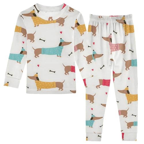 Dog Paw Prints Bones Cotton Pajamas 2 Piece Pj Holiday Pajamas for 18 Months