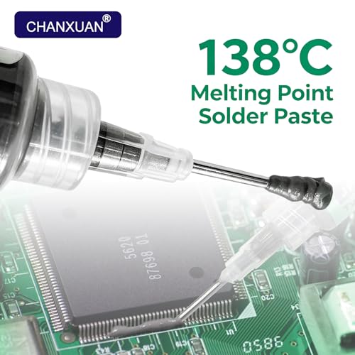 Miniatura 2 de Pasta De Soldadura Electronica 20g,138 Sn42 Bi58,Pasta De Estaño Sin Plomo,Profesional No-Clean Pasta Soldar Con Empujador Y Aguja Flux Soldar Para Bga Led Smd Pcb Componentes