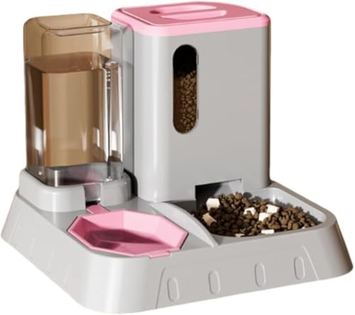 KOKUMON 大型ペットフィーダー、新型猫用ウォーターサーバー、自動給餌、猫用フィーダー乾湿分離、重力式、洗える