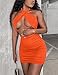 Women's Sexy Ruched Bodycon Halter Criss Cross Cut Out Backless Mini Club Party Dresses, Small, Orange