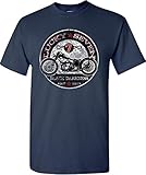 Death Proof Industries Lucky Seven Motorcycle T-Shirt Tee (Large, Navy Blue)