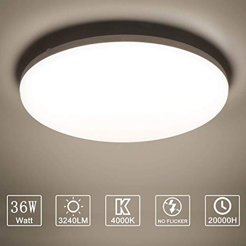 Yafido Plafonnier LED 36W UFO Panel Rond Lampes de Plafond Moderne Ultra-mince LED Lampe 3240LM Blanc Naturel 4000K Facile à installer Applicable à Salle de Cuisine Salon Balcon Ø23*4cm