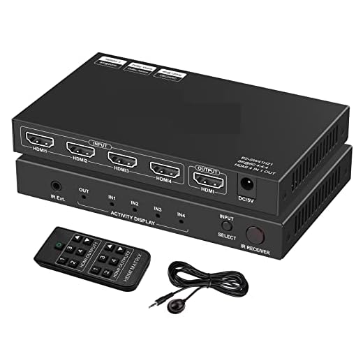 HDMI 2.0 Switch 4x1 4K 60Hz 4:4:4 HDR 18Gbps CEC Audio Breakout - SPDIF 5.1CH Stereo 2.1CH, Switch Memory, IR Remote, HDMI Auto Switch 4 in 1 Out HDCP 2.2 Firmware Upgrade SW41HA