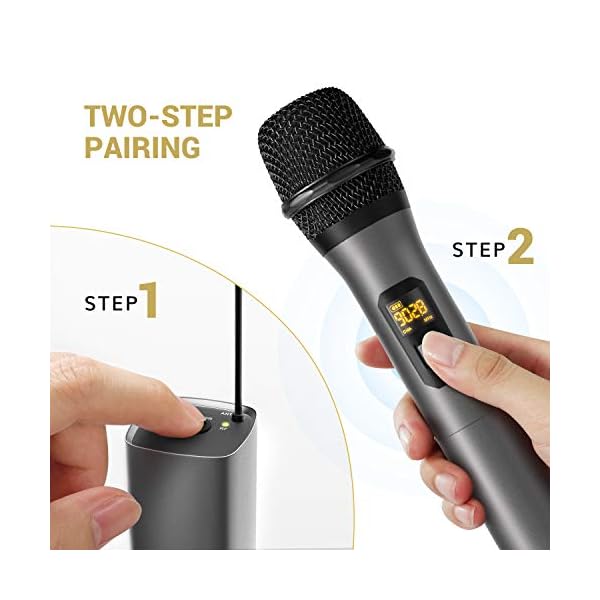 TONOR Wireless Microphone, UHF Dual Cordless Metal Dynamic Mic System with Rechargeable Receiver, for Karaoke Singing, Wedding, DJ, Party, Speech, Church, Class Use, 200ft (TW-630) - Image 5