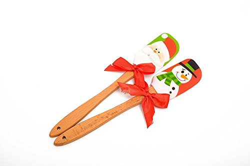 May fifteenth 12" Easy Flex 2 Piece Silicone Spatula scraper Set - Santa Spatula /Snow Man Spatula for Christmas Kitchen Tools