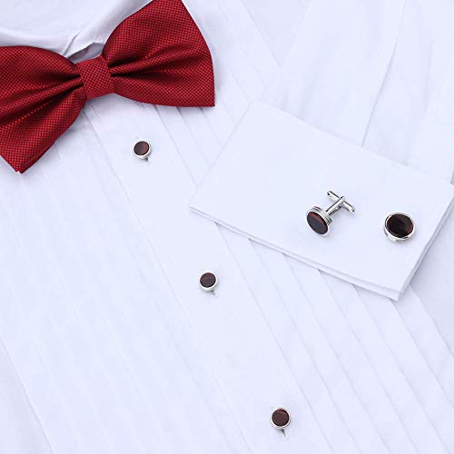 Mens Cufflinks and Studs Set for Tuxedo Shirt Mother of Pearl with a Gift Box (Tiger Eye Stone)2
