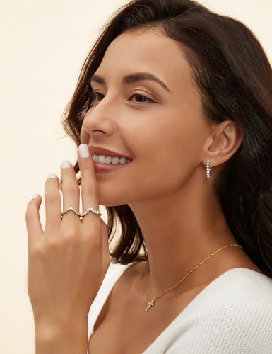 Mameloly Wedding Bands for Women Marquise & Round Shaped Stackable Cubic Zirconia CZ V Shape Curved Engagement Rings for Her Size 4-12 - Image 3