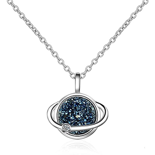 Collier planète cristal bleu 925 femme pour un cadeau d'anniversaire mémorable
