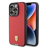CG MOBILE Ferrari Phone Case for iPhone 15 Pro in Red with Italian Flag Line, PU Leather Protective & Durable Case with Easy Snap-on, Shock Absorption & Signature Logo