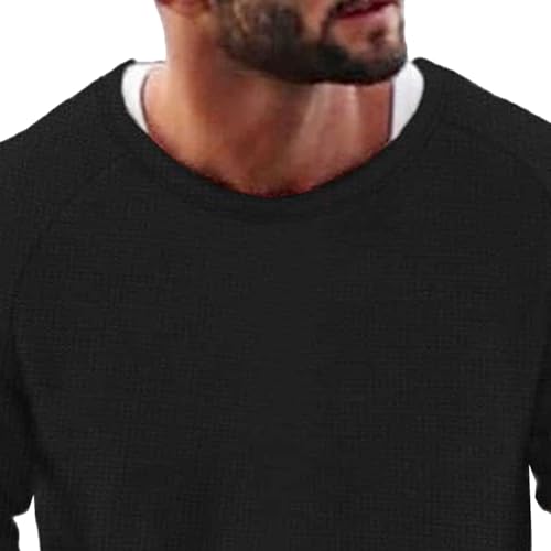 Men's Stretch Textured Casual Knit Pullover Crewneck Cotton Blend Long Sleeve Solid Color Classic Sweater3