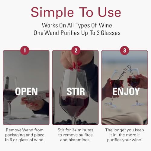Image of PureWine The Wand Wine Purifier, Removes Histamines & Sulfites-8 Red Wands