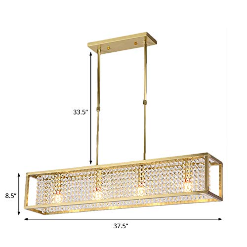 Lámpara de techo de cristal rectangular con 4 luces regulables para isla de cocina moderna 2