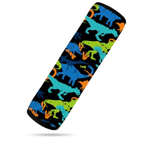 Image of Seat Belt Cover for Kids, Seat Belt Pad for Boys Girls, Car Seat Straps Shoulder Pads for Kids, Kid's Seat Belt Cushion, Shoulder Strap Pad, 1 Piece (Black Dinosaur)