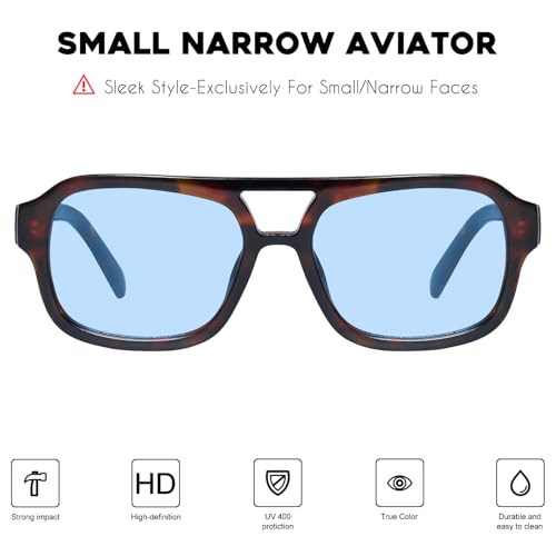 Image of mosanana Small Square Aviator Sunglasses for Women MS52362 | Retro Narrow Frame, UV400 Protection, Designed for Daily Outfits, Travel and Fashion Looks