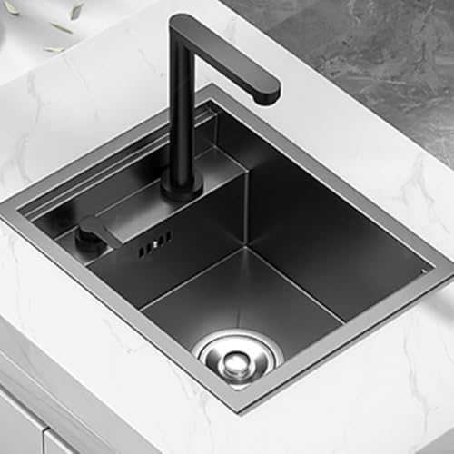 Fregadero de Acero Inoxidable,Fregadero de Camper Lavabo Rectangular con Tapa,Fregadero para Lavamanos Pila Lavadero para RV, Caravana,Cocina(Size:30x45cm,Color:Elevador/Elevador-A)