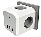 7-in-1 Steckdosenwürfel mit Kabel 3 Fach Mehrfachsteckdose mit USB C...