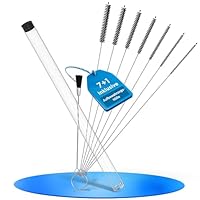 LOBENSWERK Strohhalm Bürste [7 + 1] für kleine Zwischenräume, mini Bürste, Milchschlauchbürste, Pfeifenreiniger, Reinigungsbürste Kaffeevollautomat + Aufbewahrungshülle, Schwarz