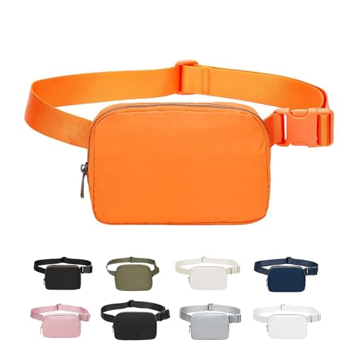 JENCVNL Bauchtasche Damen Gürteltasche Herren, Nylon Hüfttaschen Mode Brustbeutel Umhängetasche Crossbody Bag mit verstellbarem Riemen für Laufen Wandern Training Reisen (Orange)