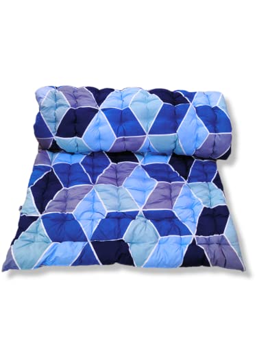 Image of Deevine Craft Soft Cotton Quilt | Foldable Movable Picnic Light Weight Filled Single Firm Mattress| Gadda (3D Design Printed, 1 Sleeping Capacity, 3 x 6 ft or 72 x 36 Inches) (Shades of Blue)