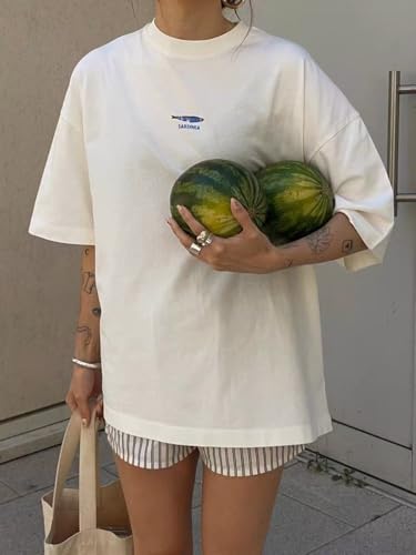 Cute Strawberry Beach Shirts Oversized Graphic Tees Women Short Sleeve Y2k Summer Tops 2000s Aesthetic Preppy Clothes3
