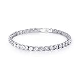 Vecely whiye gold Plat Tennis Bracelet, 3mm with Zircon Inlay for women man (8 in)