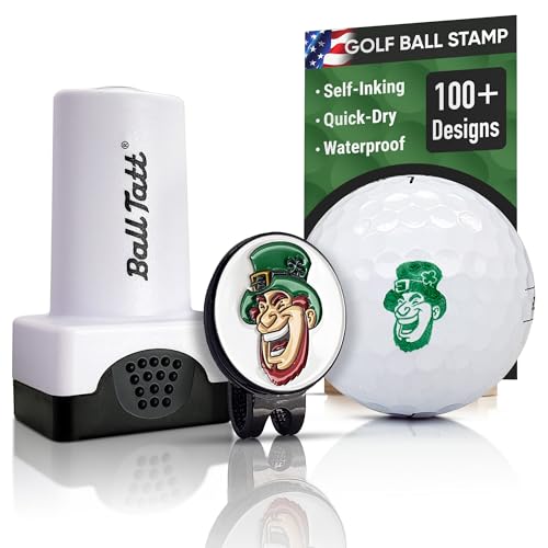 Ball Tatt - Leprechaun Golf Ball Stamper, Self-Inking Golf Ball Stamp, Custom Golf Ball Marker with 25mm Hat Clip, Reusable Marking Tool to Identify Golf Balls, Golfer Gift Golfing Accessories