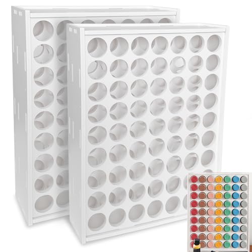 Image of Paint Organizer, 2 pcs 63 Holes Acrylic Paint Organizer, Craft Storage And Apple Barrel Vertical Storage, For 2oz Craft Paints