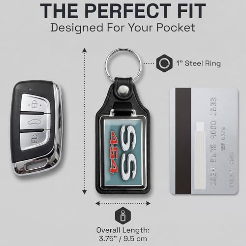 Image of Brotherhood 1970 Compatible with SS 454 Engine Misty Turquoise Emblem Design Key Chain Key Holder Key Ring For Men Heavy Duty Car Key Ring For Men and Women