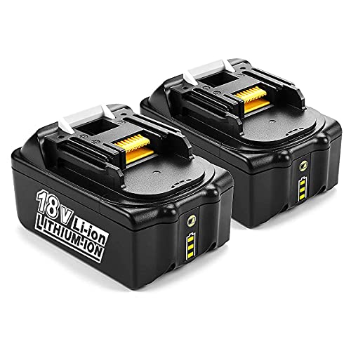2Stück 5.5Ah Li-Ion BL1860B AKKU mit LED-Anzeige, Ersatzakku für 18V Akku BL1860B BL1860 BL1850B BL1830 BL1830 BL1840 BL1840B BL1850 LXT-400 für Makita 18V Akku Cover