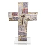 SAFIGLE Inspirierendes Acryl Kreuz mit Motivationssprüchen Leichtes Tischkreuz mit Standfuß Langlebige Kreuzdeko für Büro Wohnung und Kirche