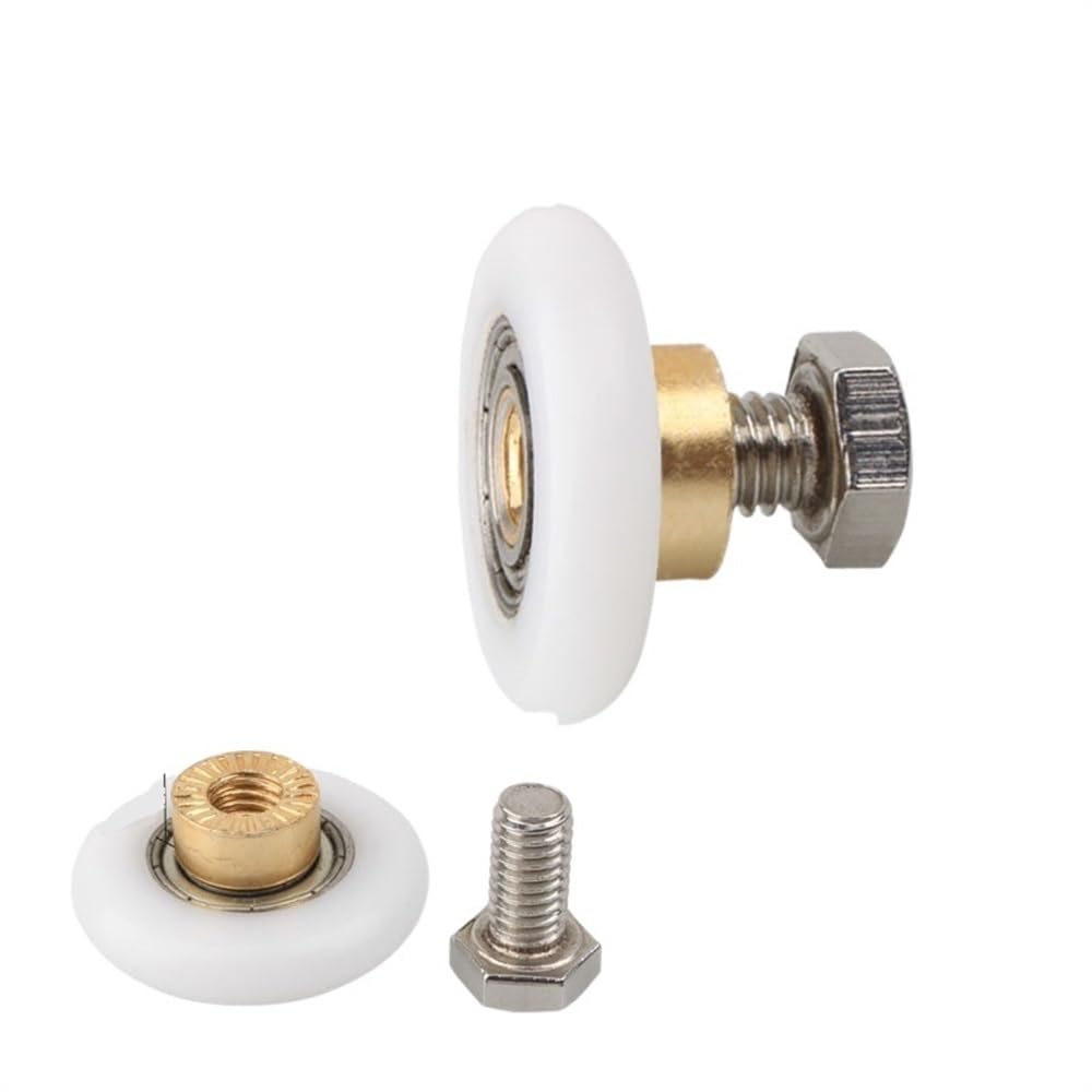 Shower Door Rollers 8pcs Shower Room Pulley Bathroom Sliding Glass Door Wheels Nylon Copper Roller Hanging Round(Diameter27mm)
