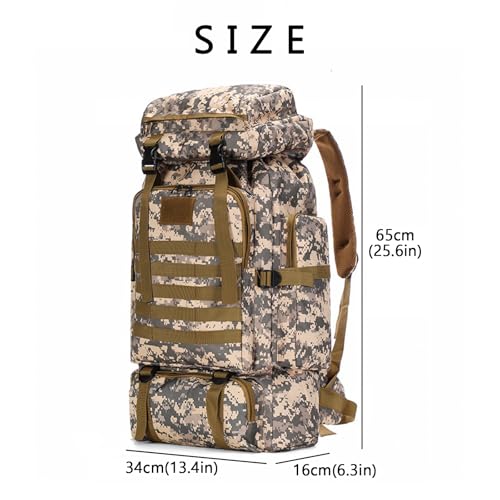 CINGHI LUSSO Hiking Backpack 80L Rucksack for Men Women Military Tactical Backpack Waterproof Molle Daypack Large Bag for Camping Travelling Trekking Outdoor Survival Back Pack (Black) - Image 3