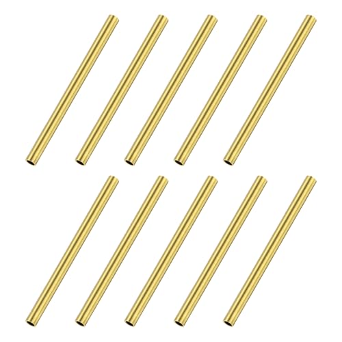 M METERXITY 10-Pack 30mm Brass Round Tube, 2mm OD 0.5mm Wall Thickness Short Brass Seamless Tubing for DIY Crafting/Decorating, Small Metal Straight Pipe [0.08x0.02x1.18IN]