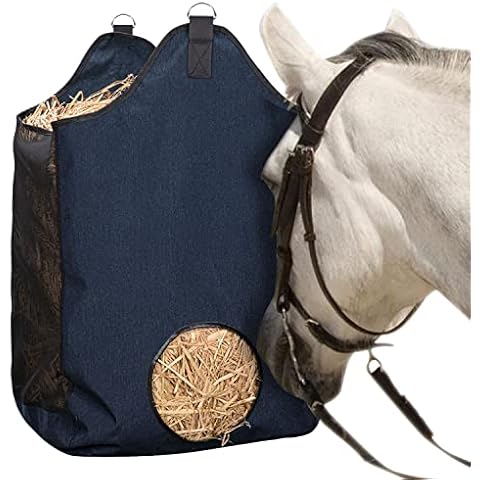 ZELARMAN Hay Bags for Horse, Large Capacity Feeding Bag, Hay Nets for Sheep, Goats, Open Feed Hole Hay Feeder for Slow Feeding (Blue) Cover