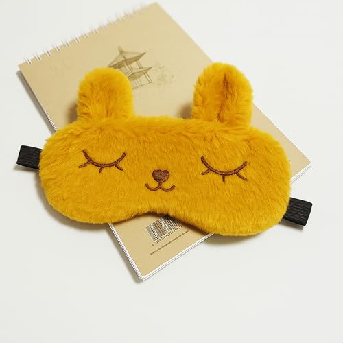 Image of Jenna Eye Mask for Sleeping with Adjustable Strap Super Soft Sleeping Mask Blind Fold for Comfortable Sleep Travelling Sleep Mask Pad for Girls Sleeping (Bunny-Yellow-Gel)