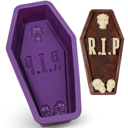 Webake Silicone Coffin Cake Pan 12 Inch Large Tombstone Shaped Cake Mold for Baking Halloween Themed Party