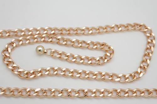 Women Gold Color Thick Metal Chunky Chain Link Fashion Belt Side Wave Strand Plus Size XL XXL2