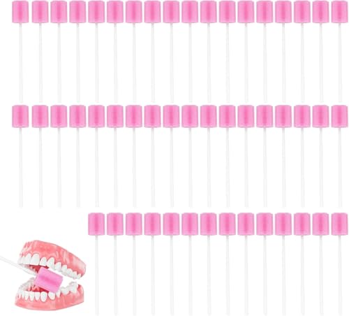 DASHUI 100 Stück Mundpflegestäbchen Mundstäbchen Zur Pflege Rosa Mundpflegestäbchen Schaumstoff