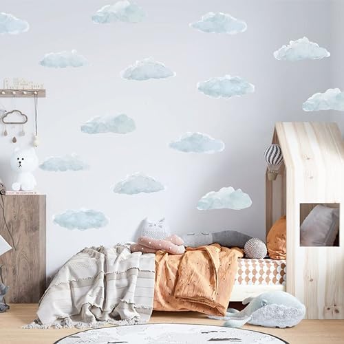 Vinilo decorativo nube azul removible para pared miniatura 3