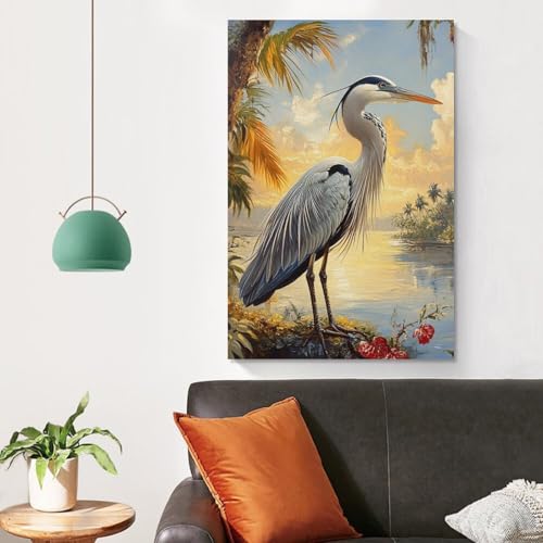 Cuadro en lienzo decorativo para dormitorios y pasillo pintura moderna egret 50x75cm 4