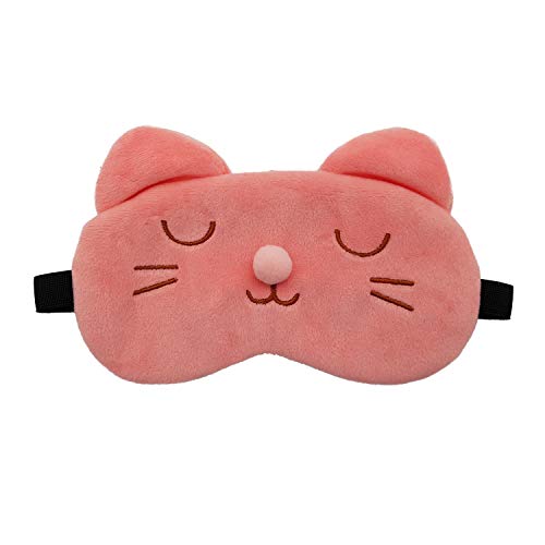 Image of Jenna Cute Fur Sleeping Eye Shade Mask Cover for Insomnia, Meditation, Puffy Eyes and Dark Circles Cat Pink