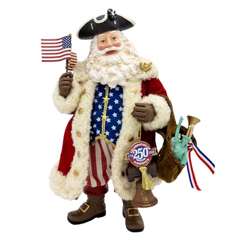 Kurt Adler 11 Inch Fabrich 250th Anniversary of America Musical Santa