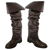 LGFKJNNJ Medieval Pirate Boots Men Mid Calf Halloween Renaissance Boots Gothic Steampunk Cosplay Costume for Men Coffee Brown -XL