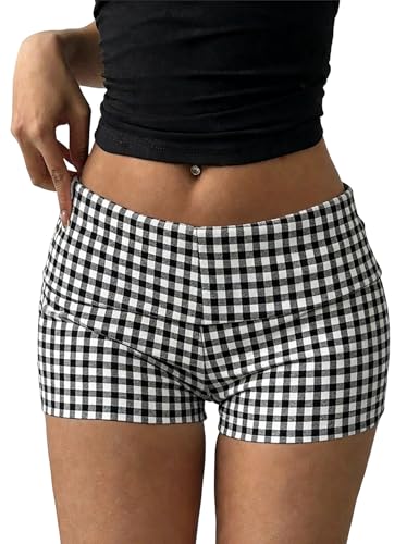 Rapbin Rapbin Women's Fold Over Shorts Y2K Micro Mini Shorts Elastic Waist Pajama
