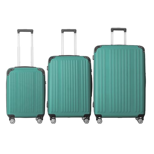 3-Piece Luggage Set 3 (20"/24"/28"), Hardside Suitcases with 8 Sp...